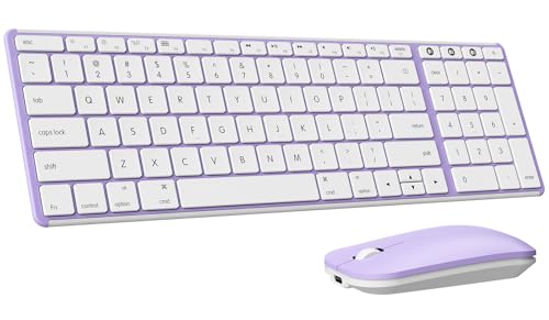 seenda SKM64-2 Bluetooth Keyboard and Mouse Combo for Mac, MacBook and iPad - color: White & Purple