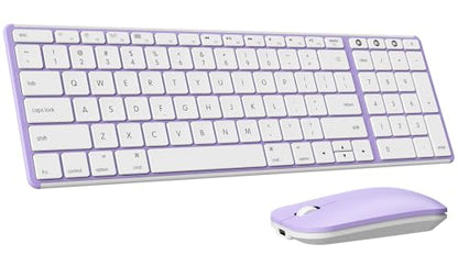 seenda SKM64-2 Bluetooth Keyboard and Mouse Combo for Mac, MacBook and iPad - color: White & Purple
