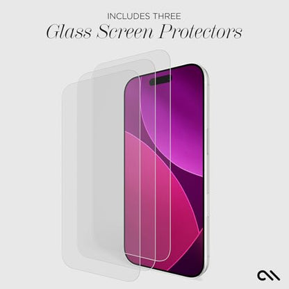 Case-Mate iPhone 17 Screen Protector with Installation Tray - Clear | [Pack of 3] Durable & Anti-Scratch Tempered Glass with Touch Sensitivity - Ultra High Clarity, Case-Friendly & Easy to Apply - size: iPhone 17