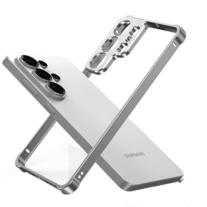 Aluminum Alloy Bumper Frame Case for Samsung Galaxy S26 Ultra, with Camera Lens Protector Backless Slim Metal Bumper Frame Cover with Soft TPU Inner [No Signal Interference] (Silver) - color: Silver
