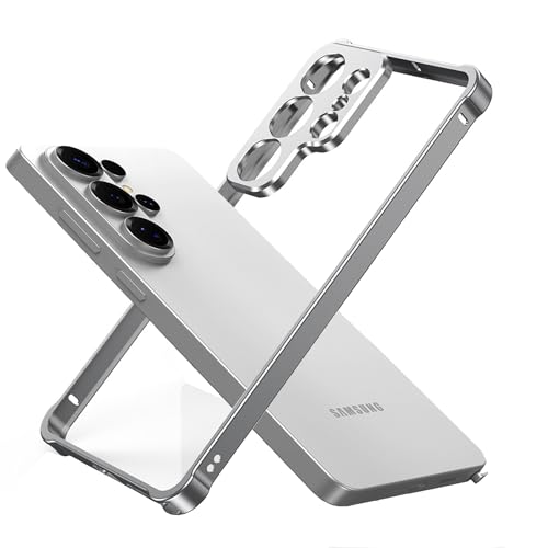 Aluminum Alloy Bumper Frame Case for Samsung Galaxy S26 Ultra, with Camera Lens Protector Backless Slim Metal Bumper Frame Cover with Soft TPU Inner [No Signal Interference] (Silver) - color: Silver