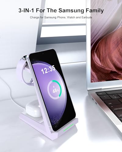NANAMI 3 in 1 Wireless Charger for Samsung Multiple Devices - color: Purple