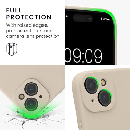 kwmobile Case Compatible with Apple iPhone 15 Case - Slim TPU Silicone Phone Cover - Soft Touch Finish - Cream - color: cream, size: iPhone 15