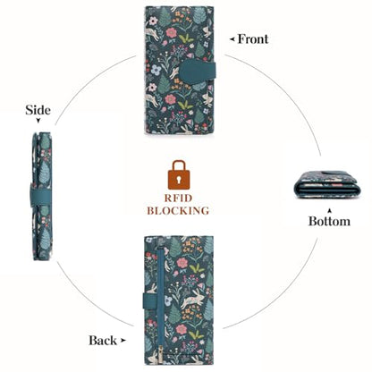 GOIACII Women's Wallet RFID Blocking Large Capacity Card Holder Ladies Phone Clutch Travel Long Purse Rabbit Print - color: Z04 Rabbit Print Blue