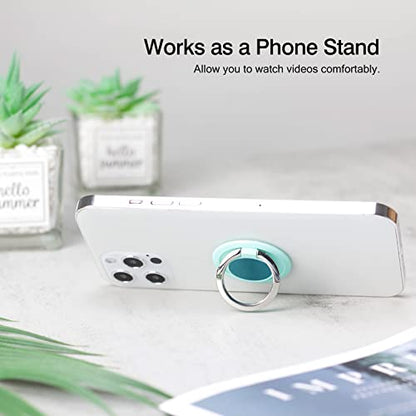 [2 Pack] Round Sparkling Cell Phone Ring Holder Stand,360 Degree Rotation and 180 Degree Adjustable Finger Ring Kickstand with Polished MetalPhone Grip (Blue)
