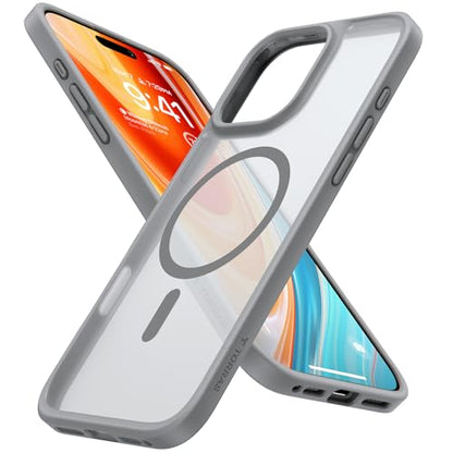 TORRAS Stronger Magnetic for iPhone 16 Pro Case, Translucent Titanium Gray | Compatible with MagSafe, Military Grade Drop Protection, Shockproof Airbag, Camera Control, Color Button, Slim Anti-Scratch - color: Natural Titanium Gray