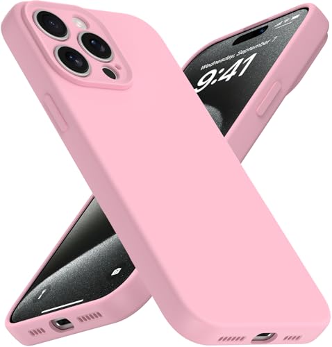 Compatible with iPhone 13 Pro Case, Shockproof Liquid Silicone Protective Phone Case with Soft Anti-Scratch Microfiber Lining Ultra Slim Drop Protection Phone Cover (Pink) - color: Pink, size: iPhone 13 Pro