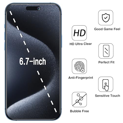 Privacy Screen Protector for iPhone 15 Pro Max Tempered Glass - size: iPhone 15 Pro Max 6.7-inch