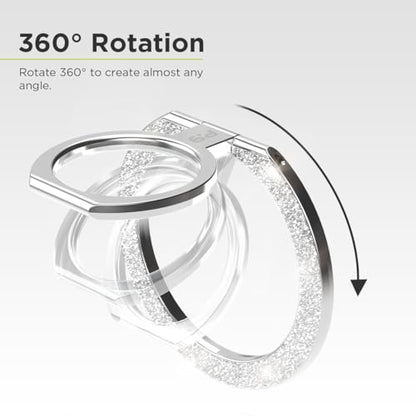 PureGear Magnetic Phone Ring Grip, for MagSafe Kickstand Holder - color: Silver Glitter