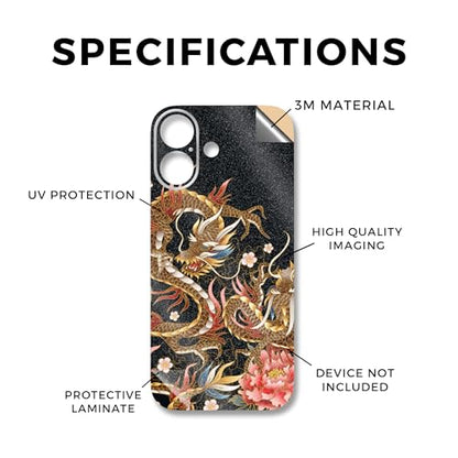 Glossy Glitter Phone Skin Compatible with Apple iPhone 17 - Stitch Dragons - Premium 3M Vinyl Protective Wrap Decal Cover - Easy to Apply | Crafted in The USA by MightySkins - color: Stitch Dragons, size: iPhone 17 (Full Wrap), style: Glossy Glitter Finis