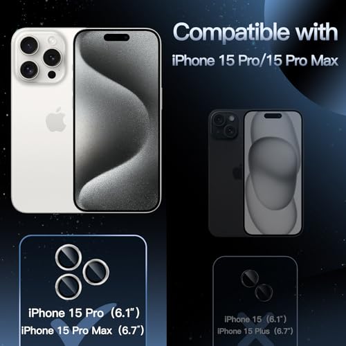 JETech Camera Lens Protector for iPhone 15 Pro/15 Pro Max, White, 1 Set - color: White