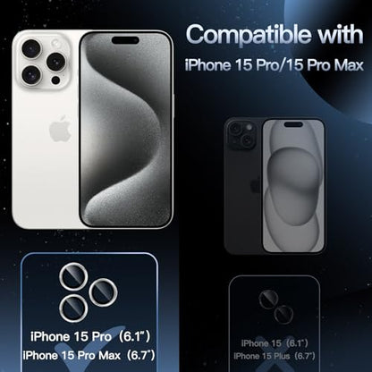 JETech Camera Lens Protector for iPhone 15 Pro/15 Pro Max, White, 1 Set - color: White