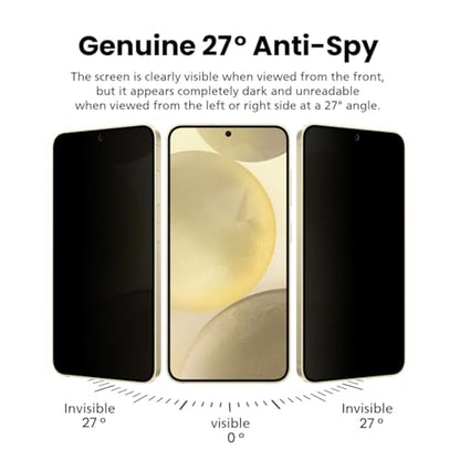 27° Privacy Screen Protector for Samsung Galaxy Galaxy A26 5G [2-PACK] 6H Anti-Spy PET Film, Scratch Resistant, Easy Installation w/ Alignment Jig * Galaxy A26 5G with optical fingerprint sensors do not support fingerprint unlocking with a privacy film on