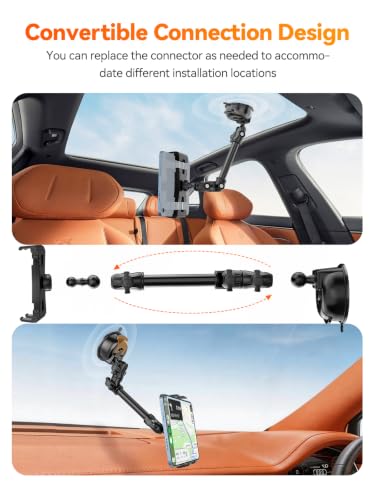 OHLPRO Heavy Duty Tablet Holder for Car Windshield, 90mm Large Suction Cup Mount, 360° Rotating Aluminum Arm iPad Holder for Truck, SUV, Semi & Boat, Fits 4.7–13" iPad Pro/Air/Mini, Galaxy Tab
