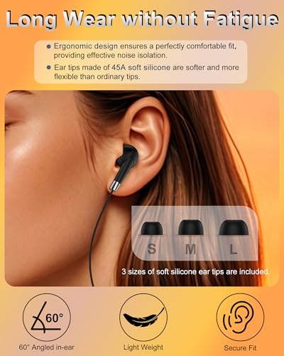 Moto G Stylus Wired Earbuds 3.5mm Jack, In-Ear Headphones with Microphone - color: Black
