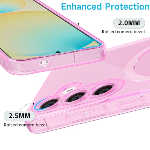 Svanove for Samsung Galaxy S24 FE Case Clear Compatible with Magsafe Silicone, Transparent Thin Magnetic Mag Safe Case Cute, Girly Aesthetic Trendy Slim Hard Rubber Camera Cover Protection, Light Pink - color: Clear Pink, size: S24 FE