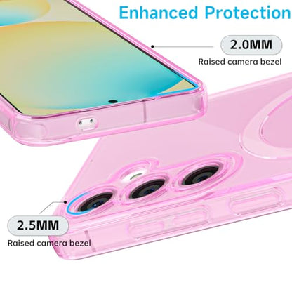 Svanove for Samsung Galaxy S24 FE Case Clear Compatible with Magsafe Silicone, Transparent Thin Magnetic Mag Safe Case Cute, Girly Aesthetic Trendy Slim Hard Rubber Camera Cover Protection, Light Pink - color: Clear Pink, size: S24 FE