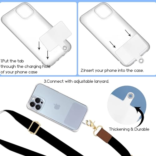 Phone Lanyard Wrist Strap Crossbody Adjustable, Cell Phone Lanyard for Around The Neck Shoulder Wristlet Strap - color: Black