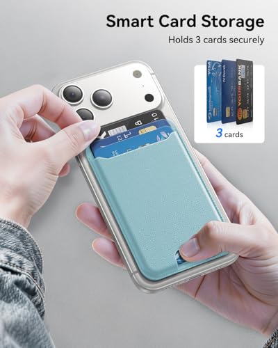TWZKG for MagSafe Wallet, 3 Cards Holder, Slim Magnetic Phone Wallet for iPhone 17/16/15/14/13/12 Pro Max Plus Air Series,RFID Blocking Vegan Leather,SkyBlue - color: SkyBlue