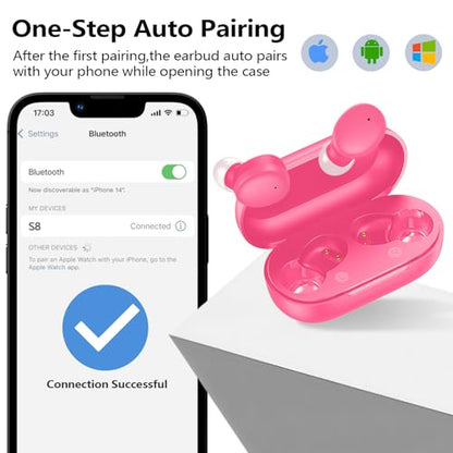 kurdene Wireless Earbuds Bluetooth 5.3 Light Weight in Ear Headphones - color: Hot Pink