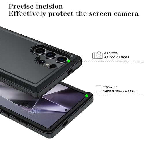 ONOLA Compatible with Samsung Galaxy S24 Ultra Case with HD Screen Protector, Heavy Duty Shockproof & Dropproof 3-Layer Cover Phone Case,Black - color: Black, size: Galaxy S24 Ultra 6.8"