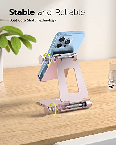 Nulaxy Full Aluminum Dual Folding Cell Phone Stand for Desk, Rose Gold - color: C-Rose Gold