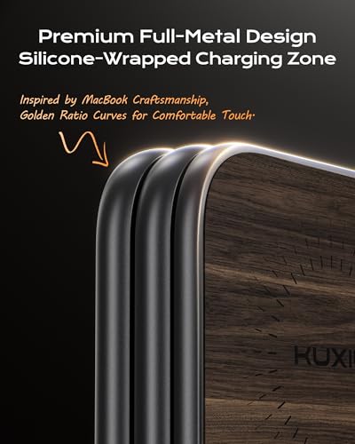 KU XIU Qi2.2 25W Magnetic Wireless Charger, Foldable 3 in 1 Travel Charging Station for iPhone 17/16/15/14/13/12, 5W for Apple Watch & AirPods, Aluminum Alloy Design, with 45W GaN Adapter, Wood Grain - color: Wood Grain