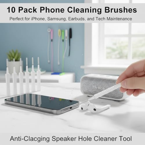 10 Pack Phone Cleaning Brushes Anti-Clogging Speaker Hole Cleaner - color: 10PCS- White Cleaning Tools