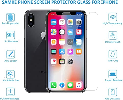 SAMKE [3 Pack] Compatible with Apple iPhone 10/X iPhone XS iPhone 11 Pro Screen Protector [5.8-inch] Tempered Glass,2.5D Edge Advanced HD Clarity Work Most Case (9H Hardness, 6X Stronger, Bubble Free) - size: iPhone X/XS and iPhone 11 Pro (5.8-inch)