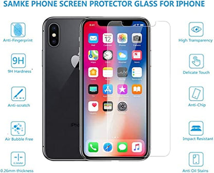 SAMKE [3 Pack] Compatible with Apple iPhone 10/X iPhone XS iPhone 11 Pro Screen Protector [5.8-inch] Tempered Glass,2.5D Edge Advanced HD Clarity Work Most Case (9H Hardness, 6X Stronger, Bubble Free) - size: iPhone X/XS and iPhone 11 Pro (5.8-inch)