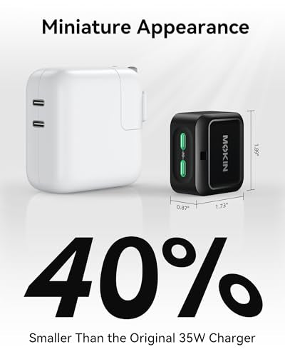 USB C Charger Block 45W, Dual Port Flat Wall Charger Fast Charging Block - color: Black