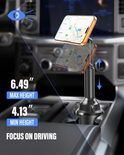 Cup Holder Phone Mount for MagSafe, Strong N55 Magnetic Hold, 360° Rotation - color: Black & Red-Magsafe