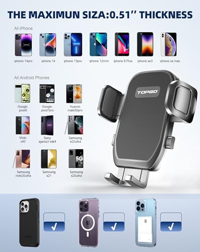 Car Phone Mount, Cup Phone Holder for Car [Secure & Stable] Cup Phone Holder Cell Phone Automobile Cradle for iPhone 16 and More Smart Phone -Black