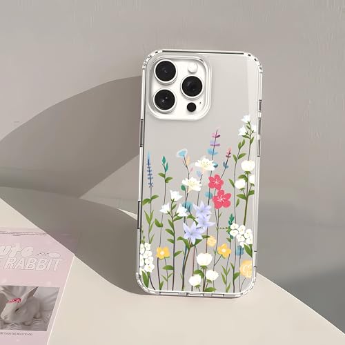 IAIYOXI Clear Case for iPhone 16 Pro Max, [Crystal Clear Military-Grade Drop Protection], Non-Yellowing, Slim Lightweight Transparent TPU Bumper Phone Case Cover Design - Litte Flower - color: Litte Flowers, size: iPhone 16 Pro Max