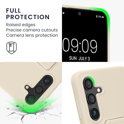 kwmobile Case for Samsung Galaxy S24 Case - Soft TPU Cover with Silicone Coating - with Hand Strap and Stand Function - Shockproof - Cream - color: cream, size: Galaxy S24