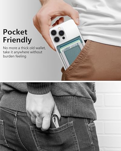 for MagSafe Wallet with Adjustable Stand, 9 Card Holder, Open ID Window - color: Green Carbon Fiber