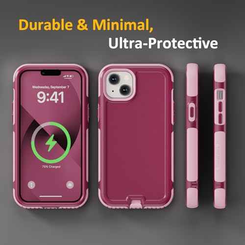Follaroma for iPhone 13 Case, Heavy Duty Magnetic Cases, Purple Pink,6.1" | Compatible with MagSafe, Heavy Duty Shock proof,Military-Grade Anti-Drop Protective,Dual Layer Magnetic Protection Phone Case - color: Purple Pink
