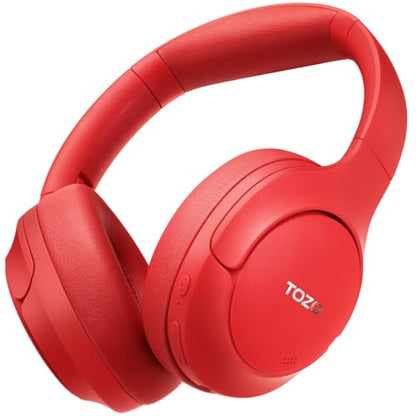 TOZO Hybrid Active Noise Cancelling Headphones, Hi Res Audio - color: Red