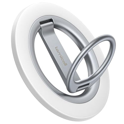 Lamicall Magnetic Phone Ring Grip Stand, Stable Dual-Hinge for MagSafe - color: Snow White
