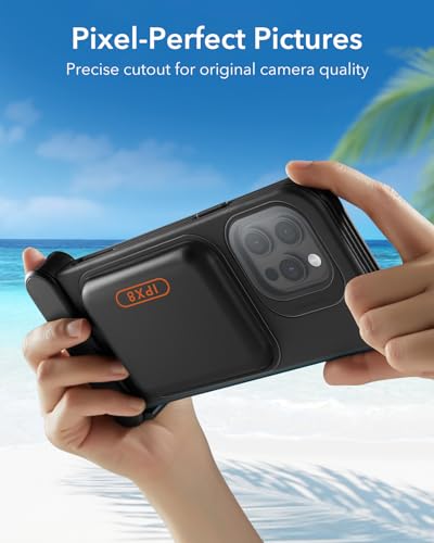 ESR Waterproof Phone Pouch for iPhone 15 Pro Max /14 Pro Max, Black | Underwater Touch Sensitivity, IPX8 Floating Waterproof Cellphone Case with Lanyard, Dry Bag for Snorkeling - color: Black