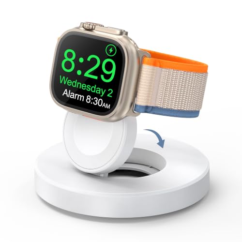 Upgraded for Apple Watch Charger, Foldable Travel Fast Charging Dock - color: White