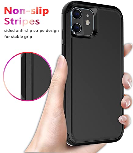 Diverbox for iPhone 11 Case [Shockproof] [Dropproof] [Tempered Glass Screen Protector],Heavy Duty Protection Phone Case Cover for Apple iPhone 11 (Black-3in1) - color: Black-3in1