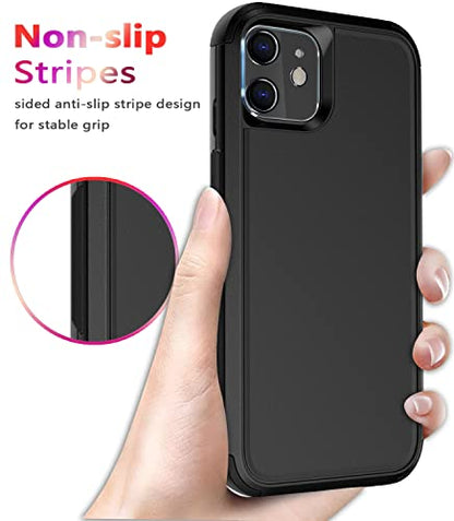Diverbox for iPhone 11 Case [Shockproof] [Dropproof] [Tempered Glass Screen Protector],Heavy Duty Protection Phone Case Cover for Apple iPhone 11 (Black-3in1) - color: Black-3in1
