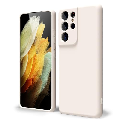 oakxco for Samsung Galaxy S21 Ultra Phone Case Liquid Silicone Grip, Cute Thin Slim Soft Rubber TPU Plain Smooth Gel Cover for Women Girl Aesthetic, Matte Solid Protective & Shockproof, Beige Stone - color: Beige, size: S21 Ultra