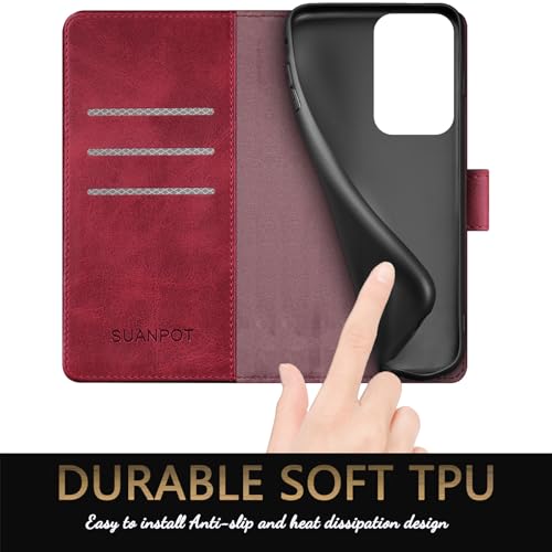 SUANPOT for Motorola Moto G Power 5G 2024 6.7" Wallet case with RFID Blocking Credit Card Holder,Flip Book PU Leather Protective Cover Women Men for Power 5G 2024 Phone case Red - color: Red