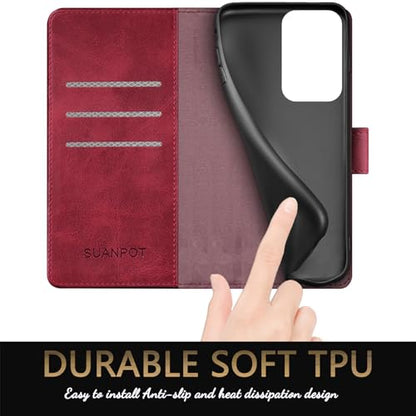 SUANPOT for Motorola Moto G Power 5G 2024 6.7" Wallet case with RFID Blocking Credit Card Holder,Flip Book PU Leather Protective Cover Women Men for Power 5G 2024 Phone case Red - color: Red