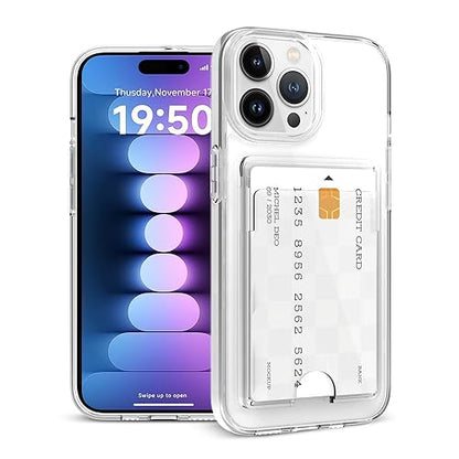 Gukalong Clear Wallet Case for iPhone 15 Pro with Credit Card Holder | Hard PC Heavy Duty Shockproof Protection Anti-Scratch Phone Cover Card Slot Anti-Yellowing Case for Women Men - size: for iPhone 15 Pro