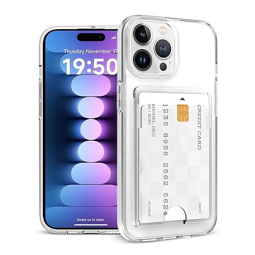 Gukalong Clear Wallet Case for iPhone 15 Pro Max with Credit Card Holder | Hard PC Heavy Duty Shockproof Protection Anti-Scratch Phone Cover Card Slot Anti-Yellowing Case for Women Men - size: for iPhone 15 Pro Max