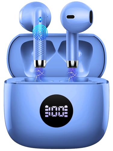 Wireless Earbuds, Bluetooth 5.4 Ear Buds, LED Power Display, 6D Bass Stereo - color: Purple