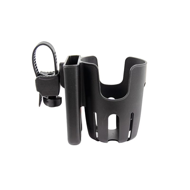 2-in-1 Universal Cup Holder with Phone Holder for Walker Wheelchair Rollator Stroller Bike Mobility Scooter, Adjustable Drink & Cellphone Storage, Easy Zip Tie Mount, Black